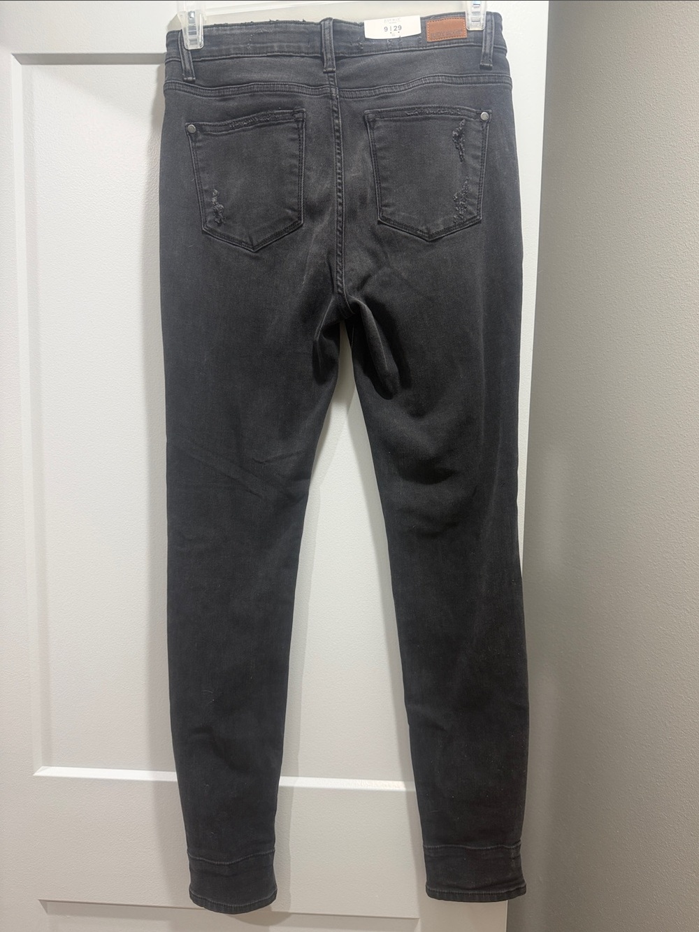 NWT Judy Blue Black Skinny Jeans with Red Plaid Underlay Accents - Picture 4 of 6